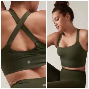 Athleta NWT S SMALL Warrior Longline Sports Bra A-C, Aspen Olive
